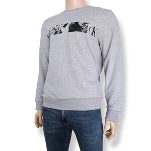 Calvin Klein Jeans Gray & Black Crewneck Graphic Print Sweater